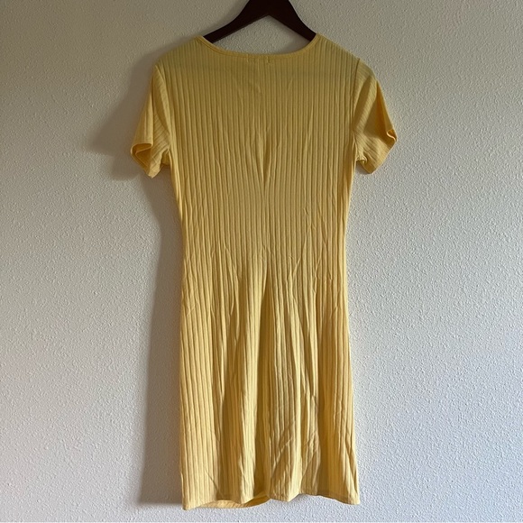 Yellow Asymmetrical Ruched Mini Dress - Picture 7 of 7